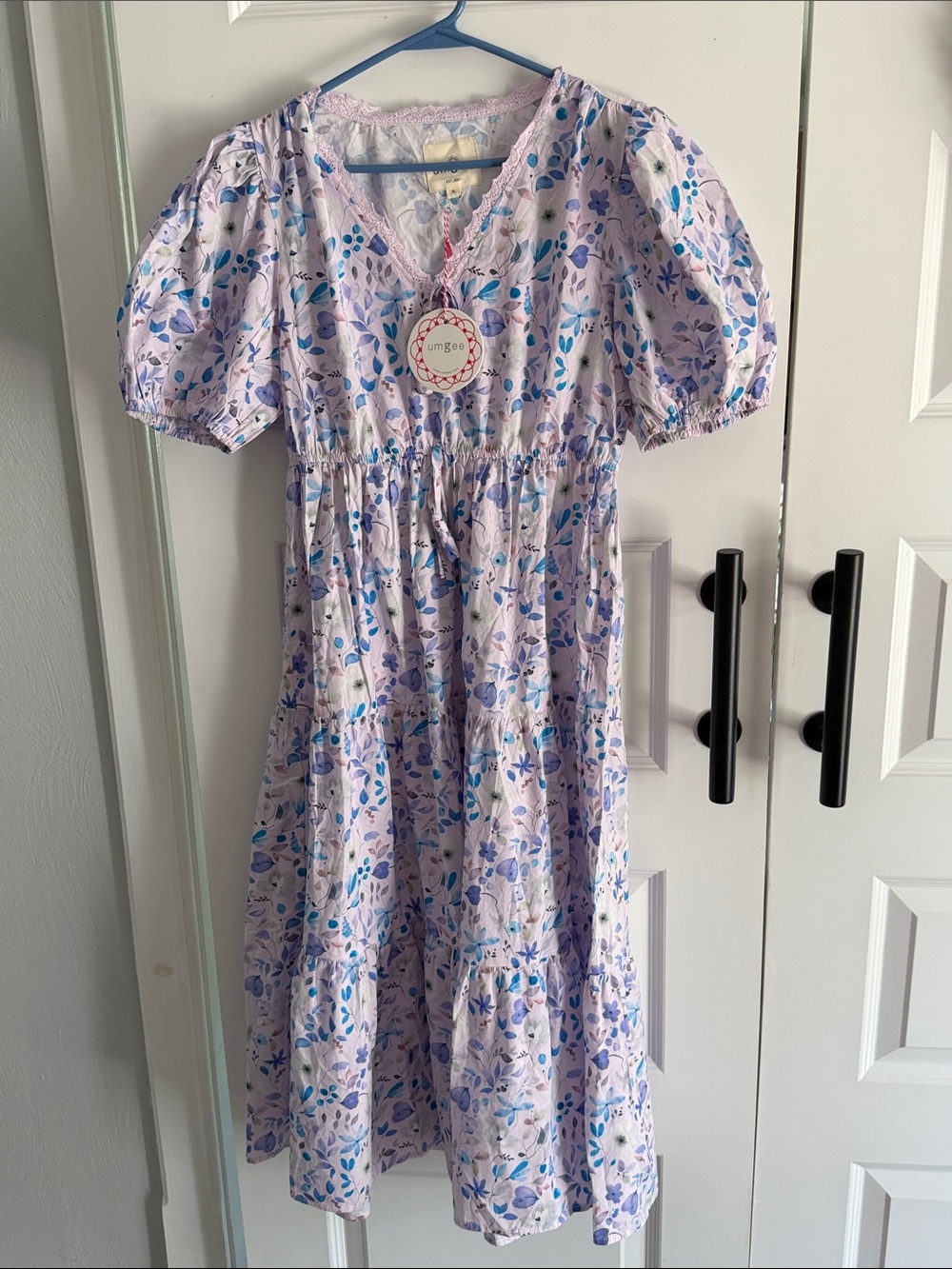 Umgee womens Lavender and Blue Floral Tiered Dress small